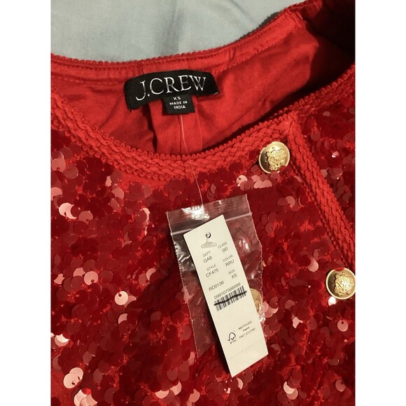 J. Crew Sparkling Red Sequin Blazer Lady Jacket - Picture 6 of 7